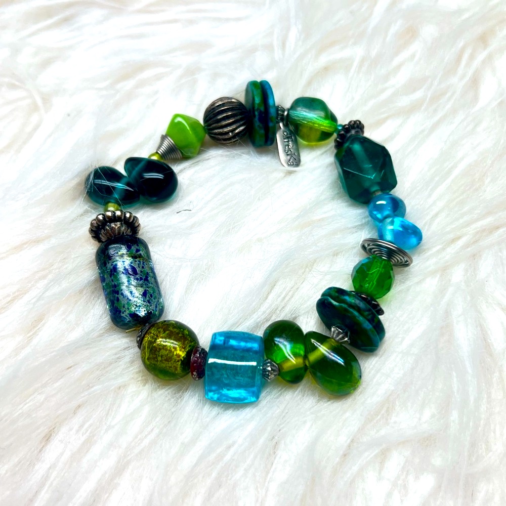 Vintage Otreska Chunky Glass Beads Beaded Bracelet Unsex 22$